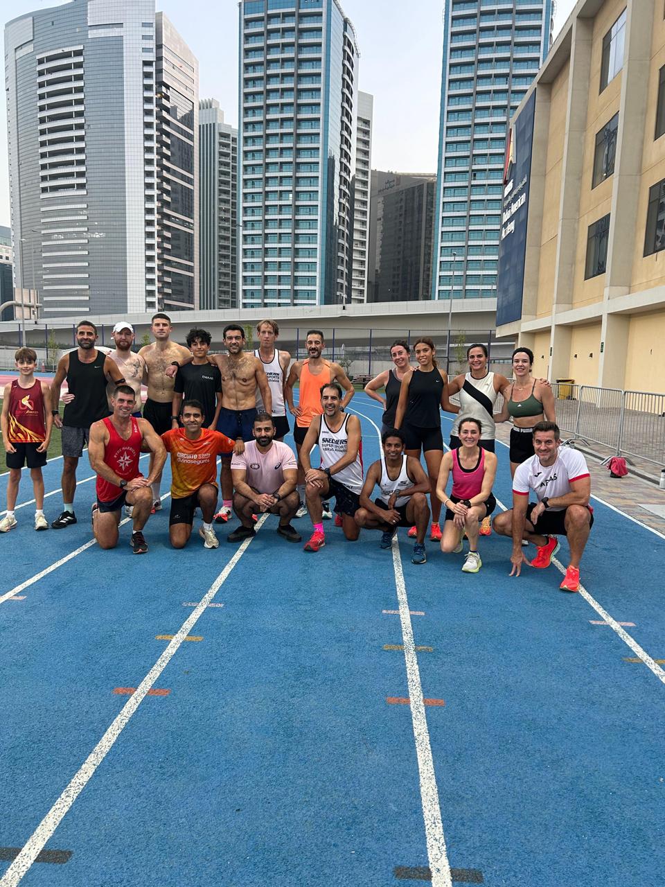 Track session with the Marina skyline behind